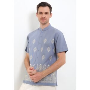 Intresse Bushel Stone Blue Short Sleeve Baju Koko