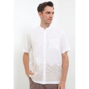 (Intresse x Sandiaga Uno Collection) Intresse Mahardika White Short Sleeve Baju Koko